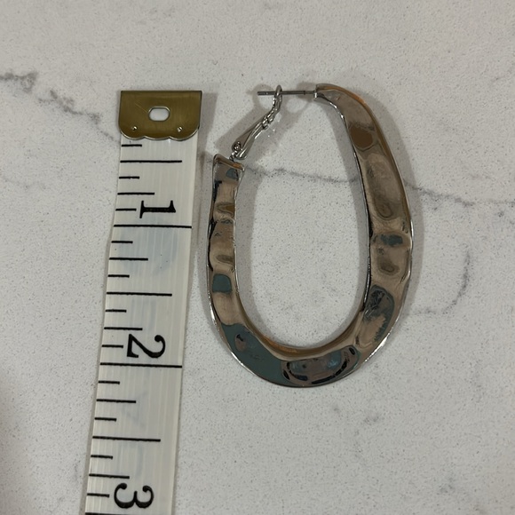 Silver Plated Slightly Hammered Look Earrings - Picture 7 of 7